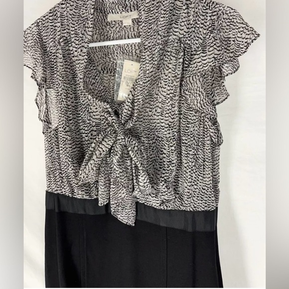 Ann Taylor Loft black and printed blouse top pencil skirt bottom Dress- Size 2P - Picture 2 of 7